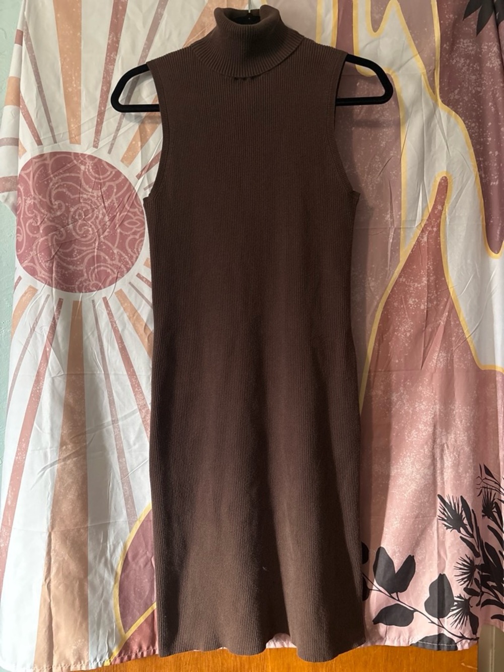 Moda International Sleeveless Turtleneck Midi Dress in Brown